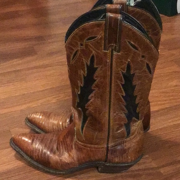 Vintage snakeskin leather cowboy boots high Sz 7.5 M - Picture 2 of 16